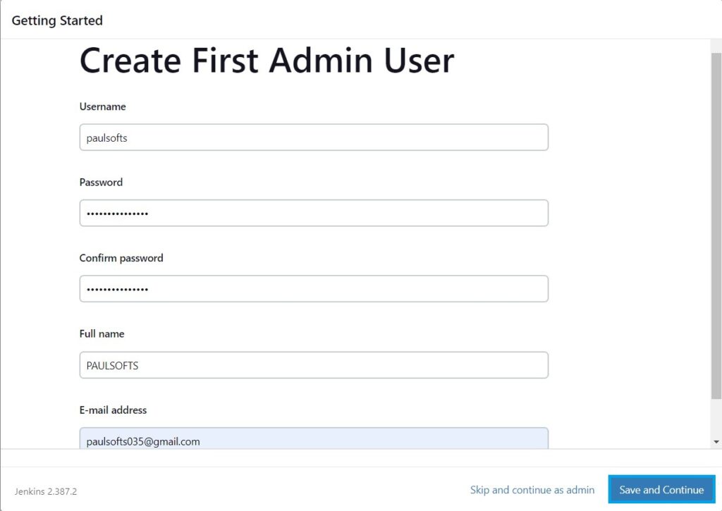 Setup Jenkins First Admin User