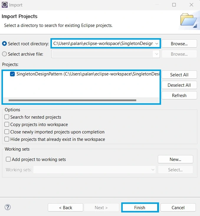 Import a Java project in Eclipse