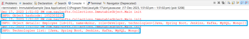 create immutable object in Java