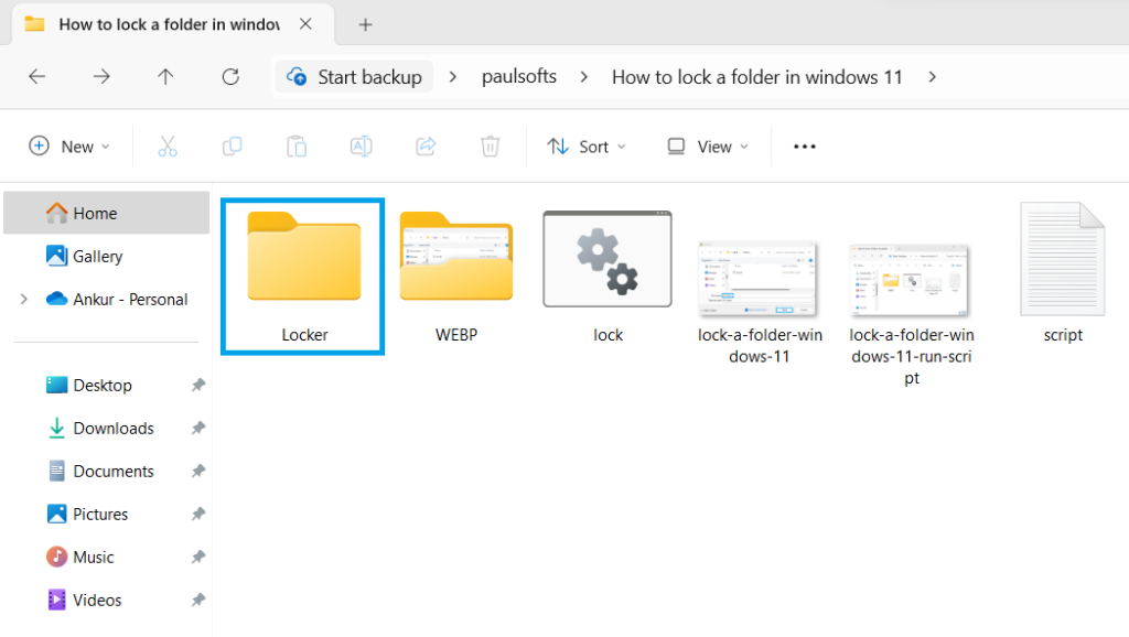 How to lock a folder in Windows 11