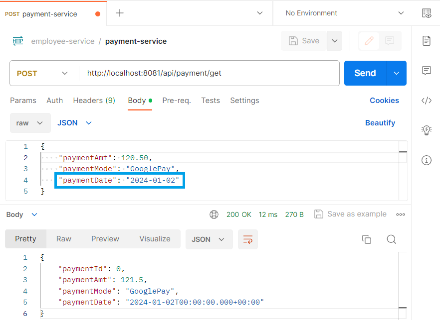 How to pass date in Postman request body