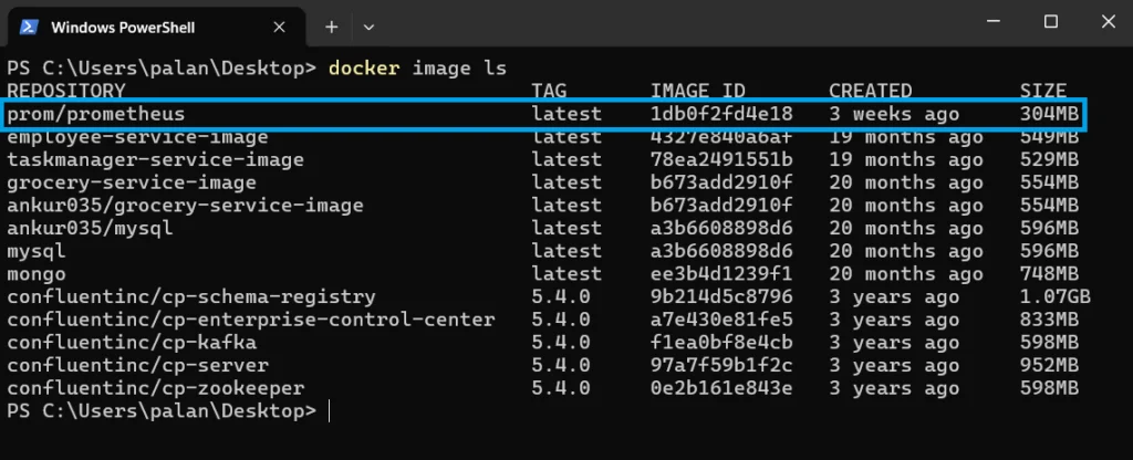 Prometheus docker image