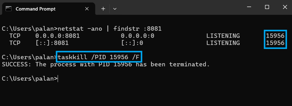 cmd command to kill process running in background